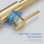 AIMADI Gold Kitchen Faucet with Pull Down Sprayer,Commercial Single Handle Brushed Gold Kitchen Sink Faucet with Deck Plate