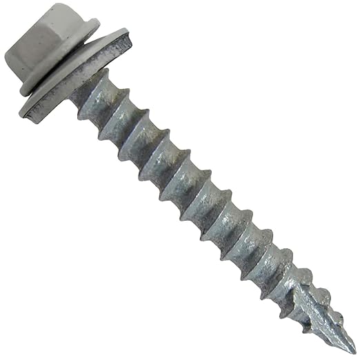 #14 Metal ROOFING SCREWS(250) Screws x 1-1/2" ABC GRAY Hex Washer Head Sheet Metal Roof Screw. Self starting/self tapping metal to wood with EPDM washer. Colored head. for corrugated roofing