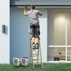 5 Step Ladder Adult Portable Folding Step Stool, Folding Aluminum Step Ladder with Double Padded Treads, Step Ladder with Handle for Home, Kitchen, Outdoor, 330 lb - Champagne Gold