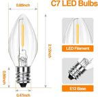C7 LED Replacement Christmas Light Bulbs, 10 Pack Clear Shatterproof Halloween Bulbs for Outdoor String Lights, Xmas Tree Patio Porch Holiday Party Decor, E12 Candelabra Base, Warm White