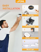 12 Pack 6 Inch LED Recessed Lighting with Junction Box, 5CCT Ultra-Thin Recessed Light, 1100LM High Brightness, Dimmable Canless Wafer Ceiling Light, 11W, FCC&ETL