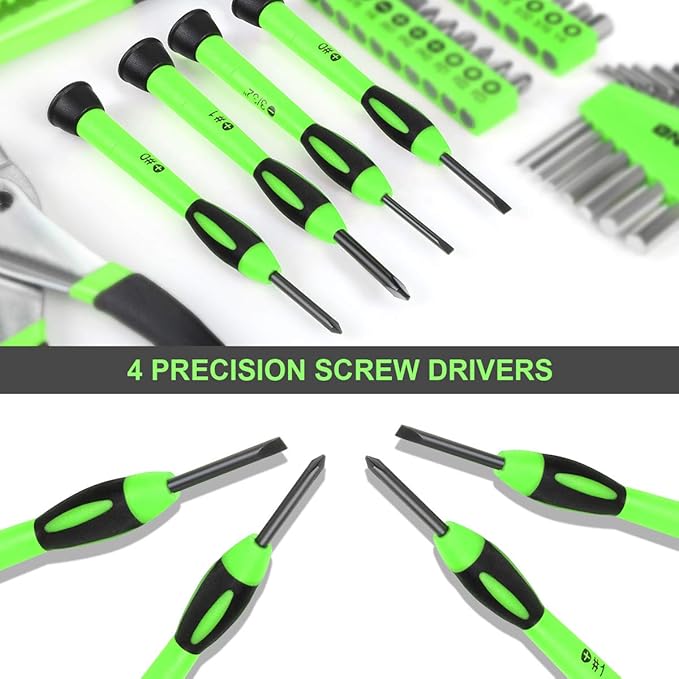 DNA MOTORING 39-Piece Household Tool Set General Repair Small Hand Tool Kit Storage Case for Home Garage Office College Dormitory Use, Green, TOOLS-00010