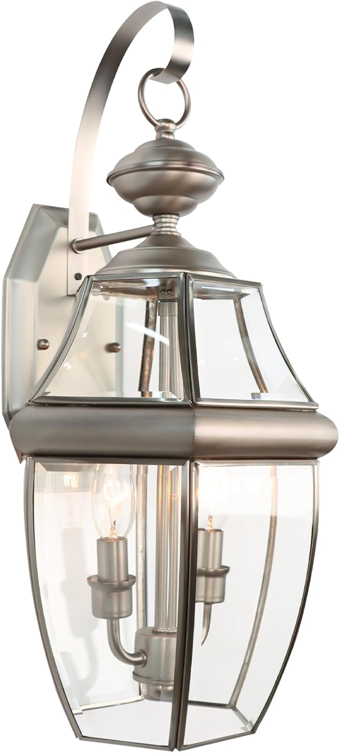 Outdoor Wall Lights, 20inch Large Exterior Lighting Fixtures, 2 Light Waterproof Wall Sconce with Glass Shades, Aluminium Outside Lanterns for Porch Farmhouse Patio Doorway Yard (E12 Base Max 40W)