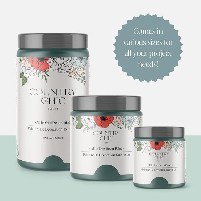 Country Chic All-in-One Chalk Paint for Furniture, Cabinets, Home Decor, Eco-Friendly, Matte Finish, Built-In Primer & Top Coat for Wood, Metal - Wanderess (Teal) - 4 oz (118 ml)
