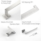 BAGNOLUX Bathroom Hardware Set 4 Pieces, Bath Towel Holder Set SUS304 Stainless Steel, Towel Bar Rack Set for Wall Mounted, Square Bathroom Accessories Set Fixture Heavy Duty Brushed Nickel