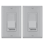 BESTTEN 2 Pack Dimmer Wall Light Switch, Compatible with Dimmable LED, CFL, Incandescent and Halogen Bulb, Single Pole or 3-Way Dimmer Switches, 120VAC, Decorator Wall Plate Included, Gray, UL Listed