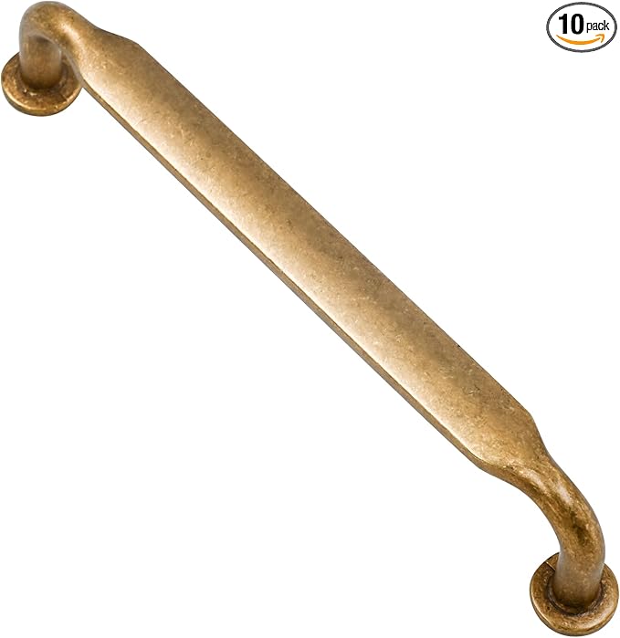 Alzassbg 10 Pack Antique Brass Cabinet Handles, 5 Inch(128mm) Hole Centers Arch Modern Cabinet Pulls Kitchen Cabinets Hardware for Cabinets and Drawers AL3503AB