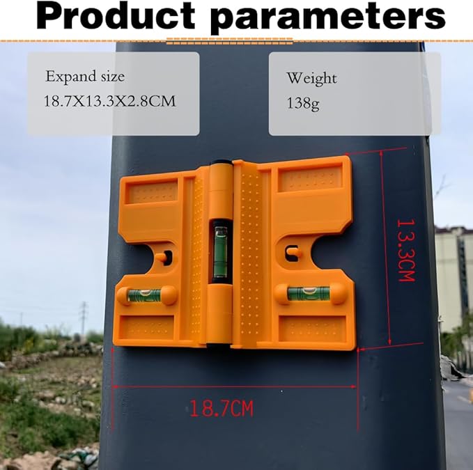 270 ° foldable column level with vertical soft magnet for woodworking, decoration, and steel structure construction. Horizontal ruler with tie straps ﻿ (orange)