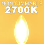 Candelabra Light Bulbs, 6W Equivalent to 60 watt,E12 LED Bulb Non-Dimmable 2700K Soft White, B10 LED Candle Bulbs, Chandelier Light Bulbs, 90+CRI, 600LM, Cear Glass, 24 Pack