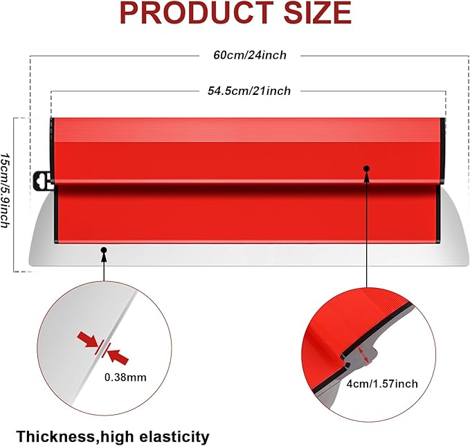DEKEones 24Inch/60CM Skimming Blade, Stainless Steel Drywall Smoothing Spatula for Large Working Area Wall Decoration Construction Tool