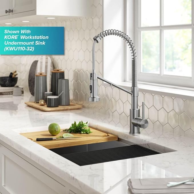 KRAUS Bolden 2-in-1 Commercial Style Pull Down Single Handle Water Filter Kitchen Faucet for Reverse Osmosis or Water Filtration System in Spot-Free Stainless Steel, KFF-1610SFS