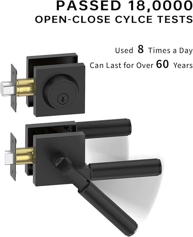 Asidrama Premium Black Zinc-Alloy Front Door Lock Set: Double Cylinder Deadbolt, Heavy Duty Security Handleset for Left/Right Exterior Doors, Universal Entry Locks (2 Pack)