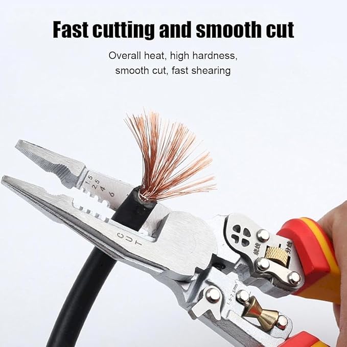8-in-1 Wire Stripper Tool | 1000V Voltage Tester + Crimper/Cutter | 10-24 AWG Electrical Pliers with Non-Slip Grip (ETL Certified)