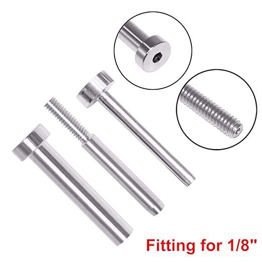 CKE 20 Pairs Invisible Cable Railing Kit, T316 Stainless Steel 1/8" Invisible Receiver and Swage Stud End for 2"x2", 4"x4" Wood/Metal Post, Invisible Deck Stair Cable Railing Hardware Tensioner CR31