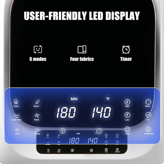 Auertech 12lbs Portable Dryer for Apartment Laundry, Portable Clothes Dryer with 6 Drying Modes, LED Control Panel, Stainless Tub, Mini Compact Dryer for Apartment, RVs, Dorms