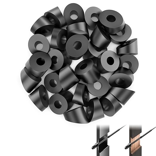 CKE 50 Pack 1/4" Black Angle Beveled Washers for Cable Railing, 30 Degree Beveled Washers for 1/8" 5/32" 3/16" Stair Deck Cable Railing Kit, T316 Stainless Steel Black Cable Railing Angle Washer,BCR17