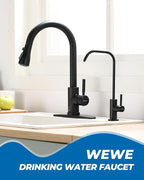 WEWE Drinking Water Faucet, Lead-Free Kitchen Water Filter Faucet for Reverse Osmosis or Water Filtration System, RO Faucet, Matte Black