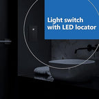 LIDER Matte Finish Lighted Double Switch with Screwless Wall Plate, Combination Frameless Decorator Switch with Locator Light, Ground Terminal Single Pole, 15A 120V, UL Listed, Gray, 2 Pack