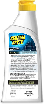 Cerama Bryte Glass Cooktop and Stove Top Cleaner Combo Kit - Includes Cleaning Tool, Razor, Scraper and 3 Pads to Remove Tough Stains - Use on Gas, Electric, Ceramic Surfaces, 10 Ounces, 6 Piece