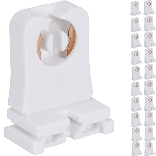 Non-shunted Turn Type T8 Lamp Holder JACKYLED 20-Pack UL Socket Tombstone for LED Fluorescent Tube Replacements Medium Bi-pin Socket for Programmed Start Ballasts