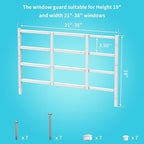 Fixed Window Safety Guard 19”x 38” Adjustable Width Prevents Accidental Falls, Non-Egress, Tamper Resistant Screws Included, White, Single Pack