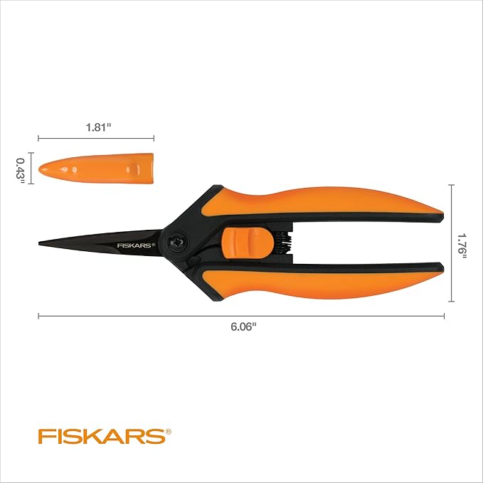 Fiskars Pruning Snips - 6" Garden Shears with Comfort Grip and Spring Action - Sharp and Precise Non-Stick Steel Blades - Quality Pruning Shears for Plants in Grow Tents and Hydroponics - 2 Pack