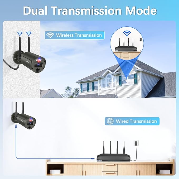 【130° Wide Angle & 2-Way Audio】 Outdoor Wireless Security Camera System, Wireless Cameras for Home Security, WiFi Video Surveillance Systems DVR Kits