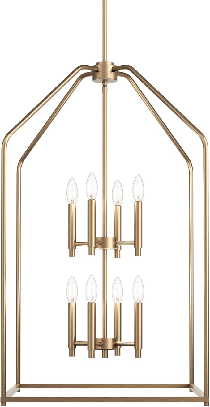 Kichler Madden 36" 8 Light Foyer Pendant in Champagne Bronze, Soft Modern Fixture, for Small Kitchen, Coffee Table, Office, Bedroom, Foyer, (36" x 20"), 52723CPZ