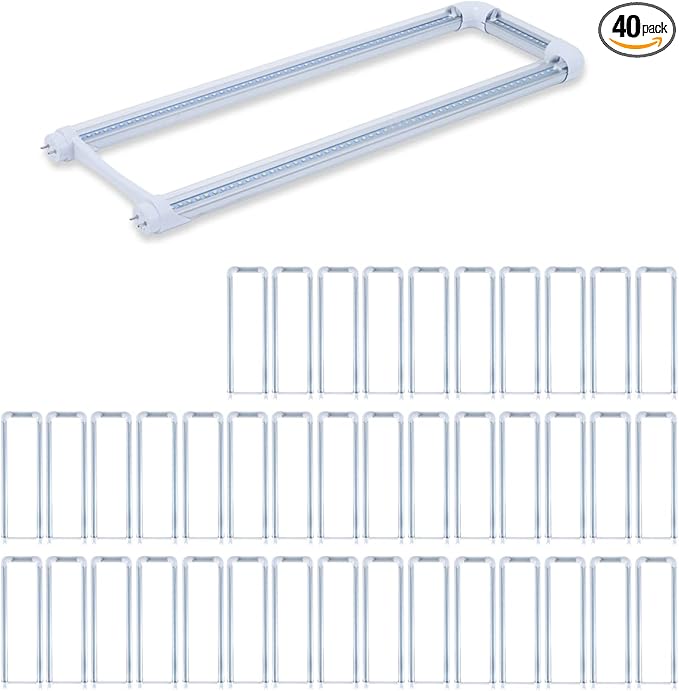 40-Pack T8 U Bend LED Tube Light 2FT 24W (60W Equivalent) U Shaped Bulb 6000K Daylight White 2640lm for Fluorescent Replacement, Dual-End Powered