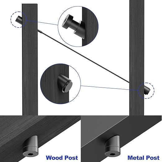 CKE 50 Pack Black 5/16" ID Angle Beveled Washer 25 30 35 Degree for 1/8" 5/32" 3/16" Stair Cable Railing Kit for Wood Metal Post, T316 Stainless Steel 30 Degree Cable Railing Angle Washers BCR17