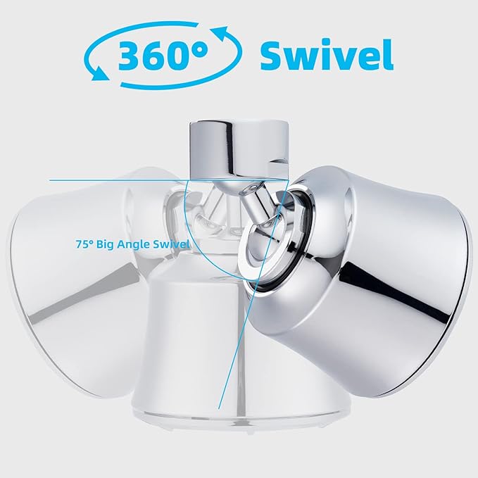 iFealClear Kitchen Sink Faucet Head, 360° Faucet Sprayer Attachment, 55/64-27UNS Large Angle Faucet Aerator Adapter with 2 Metal Swivel Joints, 4 Spray Modes, Extra 15/16" Male Thread Adapters, Chrome