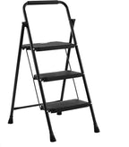Nazhura Foldable 3 Step Stool Ladder, 300 Lb Weight Limit Folding 3 Stepping Ladder for Kitchen, with Wide Anti-Slip Pedal, Sturdy Steel Ladder, Convenient Handrail, Lightweight