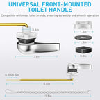 Toilet Handle Replacement Kit - Universal Front Mount Toilet Flush Handle, American Standard Toilet Lever Replacement Fits Most Toilets, Metal Toilet Tank Lever with Steel Flapper Chain [Brass&Chrome]