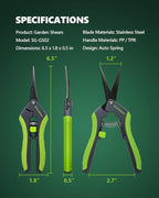 6.5" Pruning Shears for Gardening, Sharp Plant Trimming Scissors for Precise Cuts, Stainless Steel Garden Scissors Bonsai Clippers (2-Pack Curved)