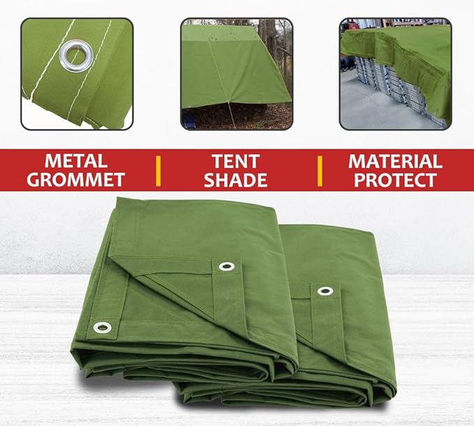 Mytee Products 10' x 12' Green Canvas Tarp 12oz Heavy Duty Water Resistant
