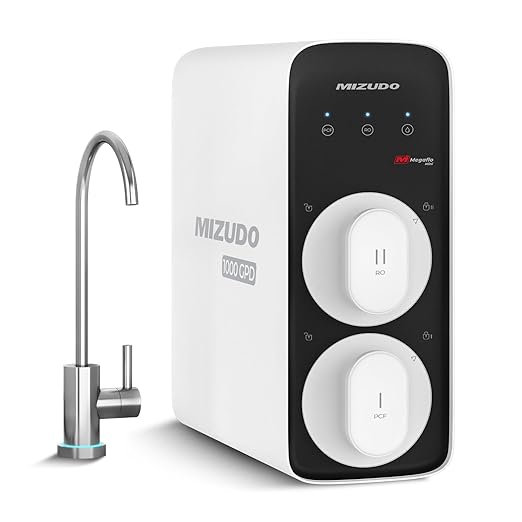 1000GPD Tankless Reverse Osmosis System, MIZUDO Megaflo Mini 8-Stage RO Water Filter Under Sink, 3-Year Filter Life, Anti-Leakage, 3:1 Pure to Drain, NSF/ANSI Certified, Lamp Ring Faucet