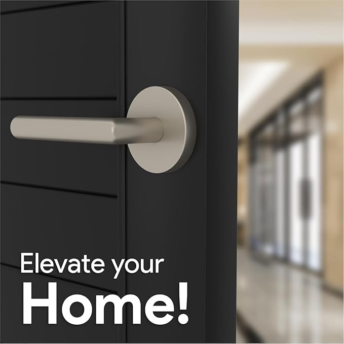 Mega Handles Ronn Dummy Door Handles - 4 Pack Heavy Duty Brushed Nickel Door Handles, Non-Turning Door Handle for Closet & French Doors, Single Side, Fits All Standard Doors - Satin Nickel