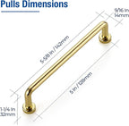 JOY DECOR Cabinet Pulls – 5 Inch Hole Center, Polished Brass, 10 Pack, Zinc Alloy Cabinet Handles for Drawers & Cupboard – Vintage Style Hardware for Kitchen, Bathroom, Dresser, Furniture Makeover