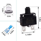 mxuteuk 5Pcs 15Amp Circuit Breakers Push Button Manual Reset 125/250V AC 32V DC,Overload Protector Switch Thermal Circuit Breakers with Quick Connect Terminals and Waterproof Button Caps ST1-5-15A