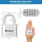 1 Pack disecu Heavy Duty 4 Digit Combination Lock, Anti-Error Feature, Outdoor WaterproofPadlock for School Gym Locker, Fence, Gate, Hasp Storage, Toolbox (Silver)