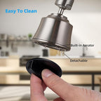 iFealClear Kitchen Sink Faucet Head, 360° Faucet Sprayer Attachment for Kitchen Faucet, Large Angle Faucet Aerator 55/64-27UNS, 2 Metal Swivel Joints, 4 Spray Modes, Brass Adapters, Brushed Nickel