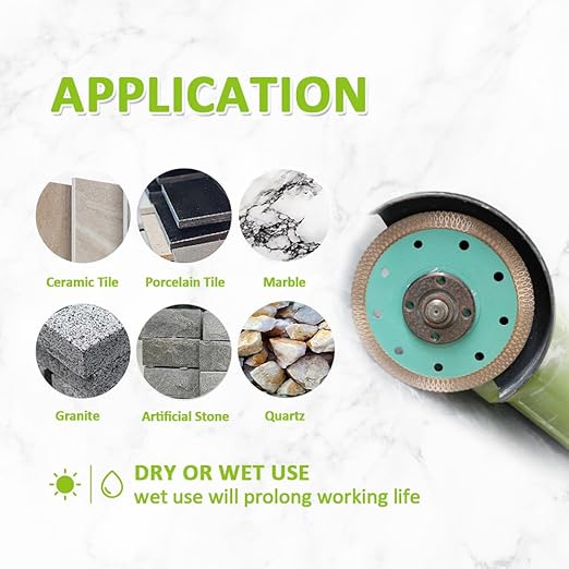 Diamond Porcelain Saw Blade, 7" Diamond Blade 175MM Dry Ceramic Cutting Disc with X Teeth Turbo Mesh Rim,for Ceramic Tile Porcelain Granite Marble