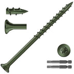 #9 x 3 Inch Deck Screws (316Pcs) 4lb. Exterior Wood Screws. Carbon Steel, Green, Flat Head, Rust Resistant epoxy Coated, with T25 Star Bit