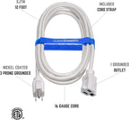 Clear Power 12 ft Indoor/Outdoor Extension Cord 16/3 SJTW, White, Water & Weather Resistant, Flame Retardant, 3 Prong Grounded Plug, CP10205