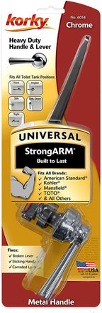 Korky 6054BP StrongARM Tank Lever Universal to Fit Front Angled Side Left and Right Mount Toilets, Chrome, Simple Style