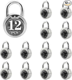 ZonRo Locks Combination Padlock, Fixed Dial Combination Padlock 12 Pack,3 Digit Code Standard Dial Combination, 2 in Wide. 3 in Height, Black Turntable, Lock for Gym & Locker, School, Toolbox