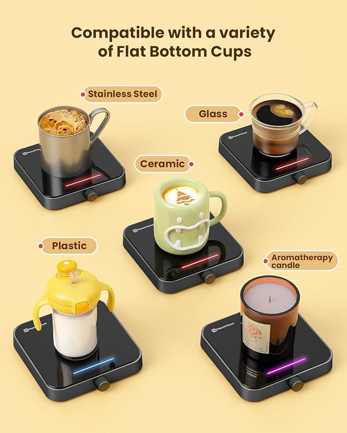 Maestri House Mug Warmer, Electric Coffee Cup Warmer for Desk with 3-Temp Settings,Auto Shut Off, Constant Temperature Heating for Beverage, Milk, Tea and Hot Chocolate at Home & Office (Black)