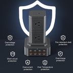 Charging Station (100W), 17-in-1 USB C Power Strip with Surge Protection, 6.6Ft Extension Cord, 4 USB C and 4 USB A Ports, 9 AC Outlets for Home Office Dorm Room