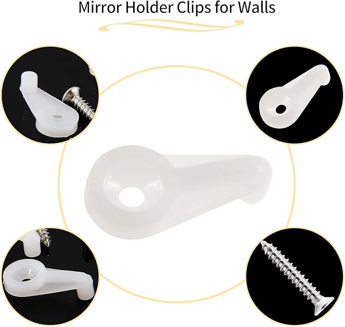 60 Pack Glass Window Clips White Retainer Clips, Glass Door Holder Cabinet Panel Bracket Screen Fixing Clips, Glass Door Retainer Kit Mirror Hanging Hardware for Vanity Mirror Window Screen