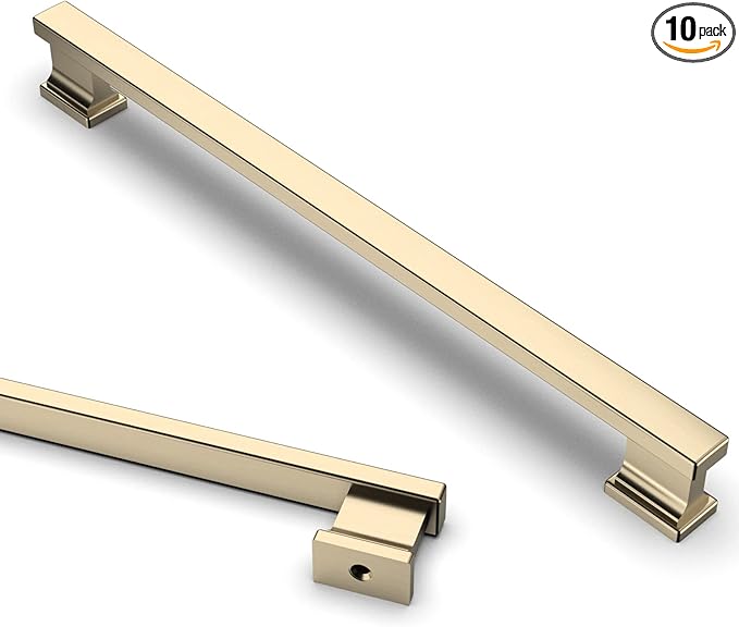 Asidrama 10 Pack 9 Inch(228mm) Brushed Brass Kitchen Cabinet Handles, Cabinet Pulls Kitchen Cabinet Hardware for Cupboard Drawer Pulls
